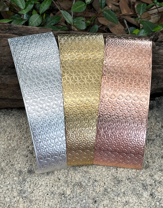 XSP44XX = Textured Sheet (Flower of Life) 2" x 6" **Choose Metal**