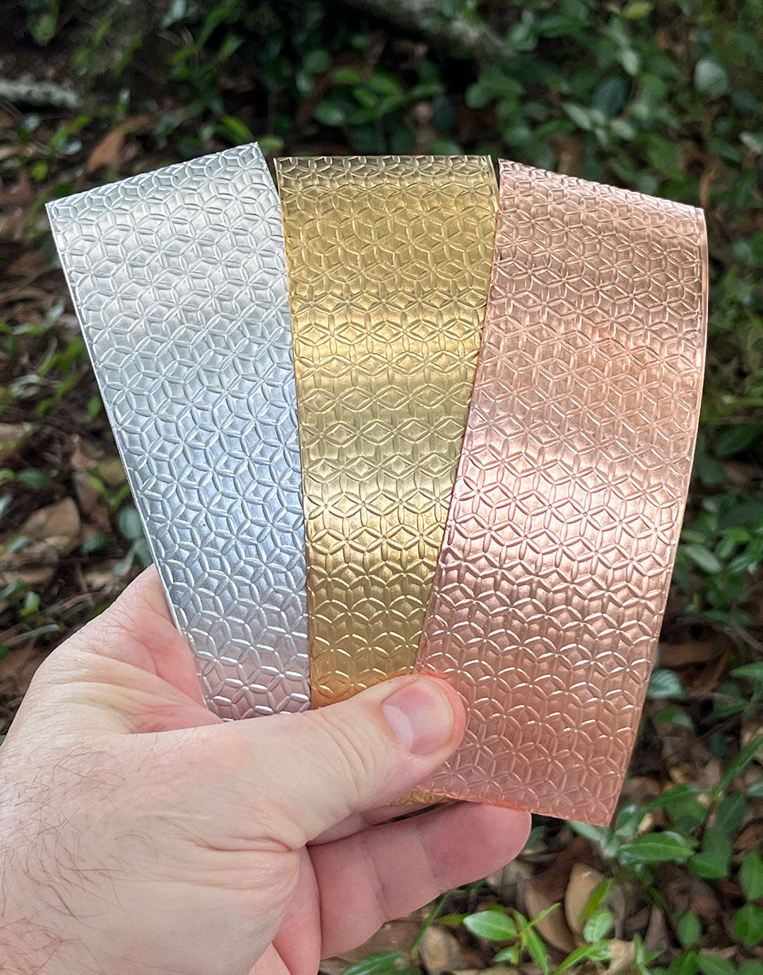 XSP44XX = Textured Sheet (Flower of Life) 2" x 6" **Choose Metal**