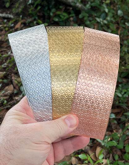 XSP44XX = Textured Sheet (Flower of Life) 2" x 6" **Choose Metal**
